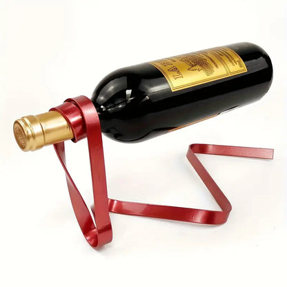 Bottle Floating Bottle Holder – Unique Tabletop Display & Gift (Red)